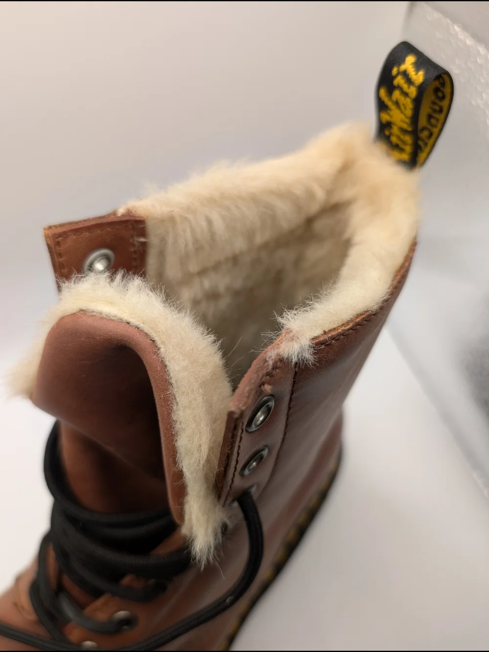 Brown Lace-Up Boots with Fur Collar